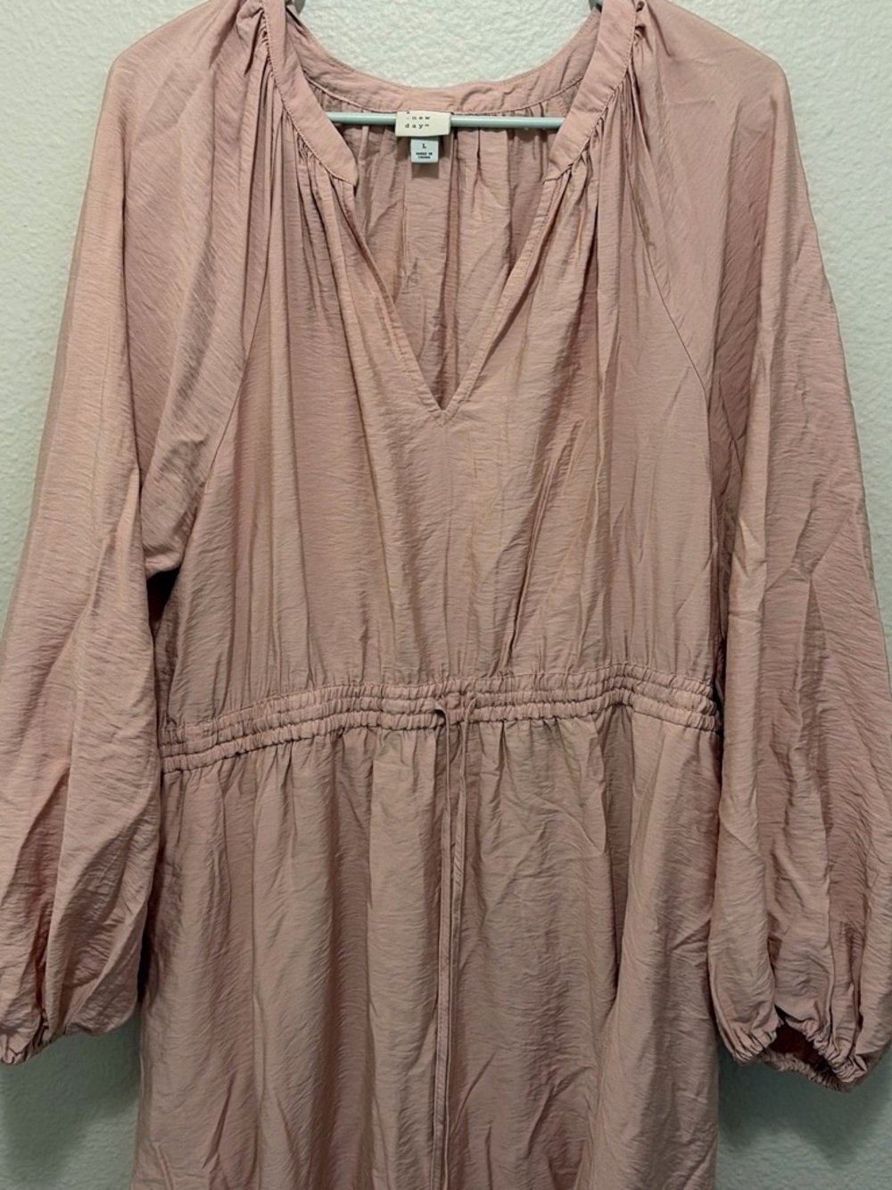 a new day Blush Pink Long Sleeve Blouson Dress